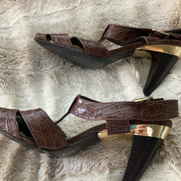 BCBG Leather and Brass Heels - Picture 2 of 4